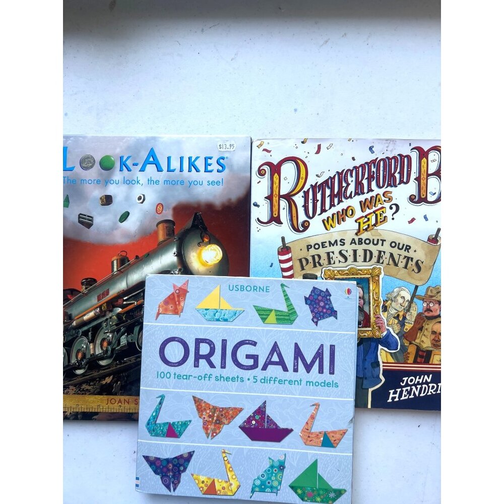 Bundle of 3 books, Origami Look-A likes Puzzle Book Poems about‎ Our Presidents